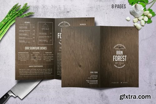 Rain Forest Bifold Menu A4 & US Letter