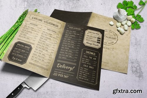 Retro Vintage A4 & US Letter Bifold Classy Menu