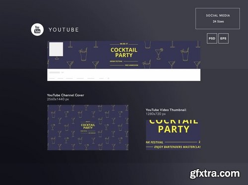 Cocktail Party Social Media Pack Template