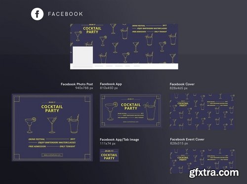 Cocktail Party Social Media Pack Template