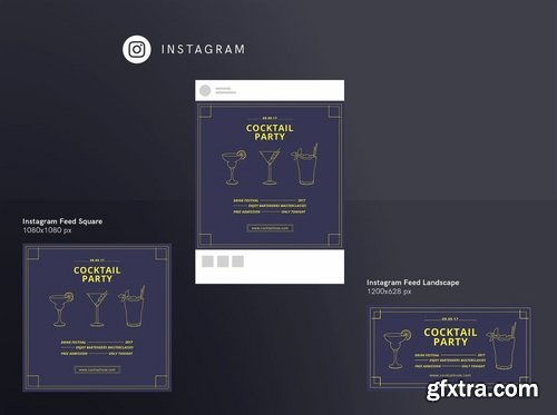 Cocktail Party Social Media Pack Template