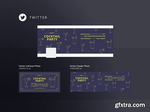 Cocktail Party Social Media Pack Template