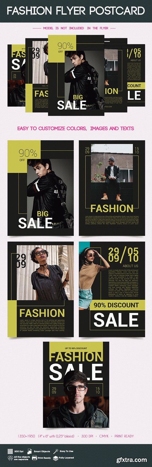 5 Postcard Flyers Fashion Bundle in PSD