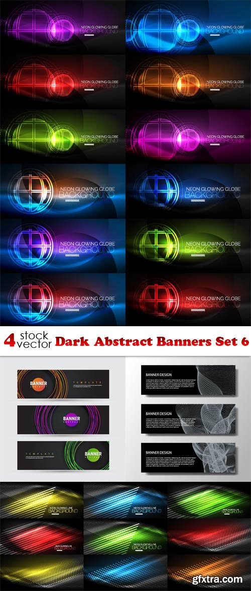 Vectors - Dark Abstract Banners Set 6