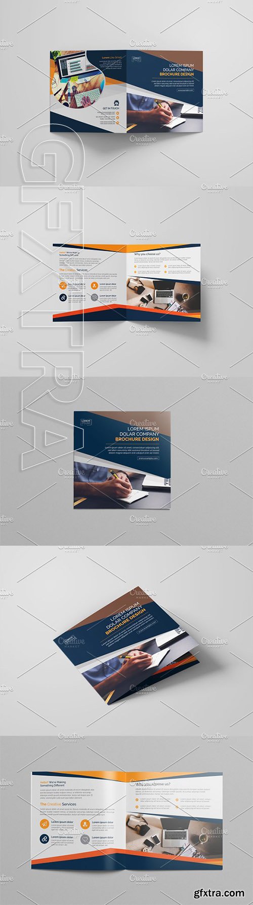 CreativeMarket - Square Bi Fold Brochure 2843409