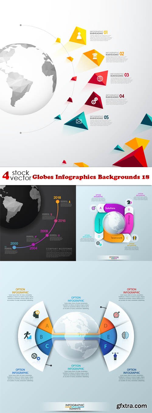 Vectors - Globes Infographics Backgrounds 18
