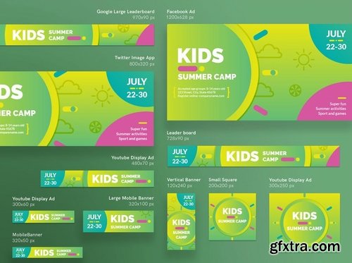 Kids Summer Camp Social MediaPack,Banner,Flyer Templates