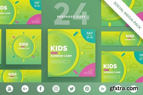 Kids Summer Camp Social MediaPack,Banner,Flyer Templates