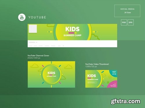 Kids Summer Camp Social MediaPack,Banner,Flyer Templates