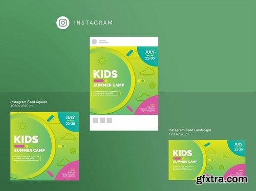 Kids Summer Camp Social MediaPack,Banner,Flyer Templates