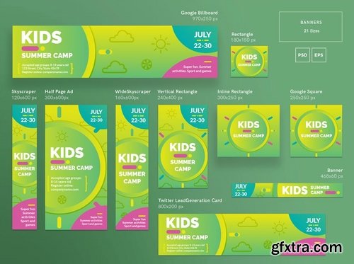 Kids Summer Camp Social MediaPack,Banner,Flyer Templates