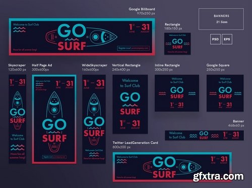 Surf Sport Club Social Media and Banner Pack Template