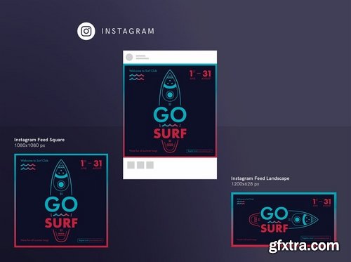 Surf Sport Club Social Media and Banner Pack Template