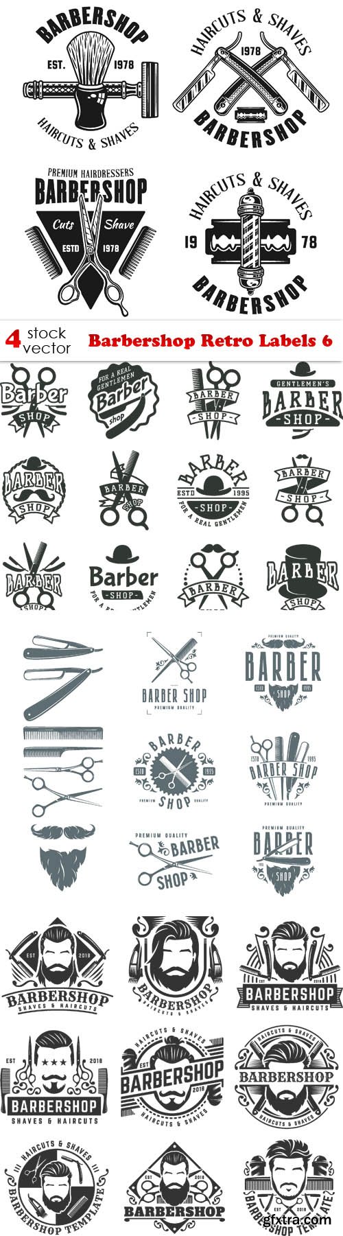 Vectors - Barbershop Retro Labels 6