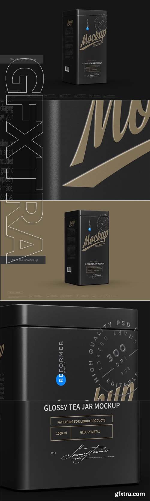 CreativeMarket - Black Tea Jar Mock-up 2912285