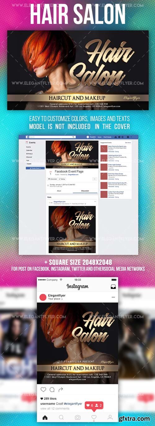 Hair Salon V7 2018 Facebook Event + Instagram template