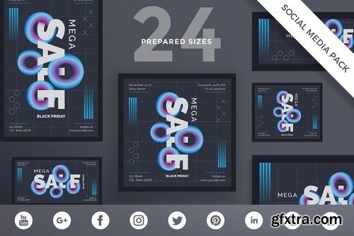 Black Friday Sale Banner Social Media Flyer and Poster Pack Template