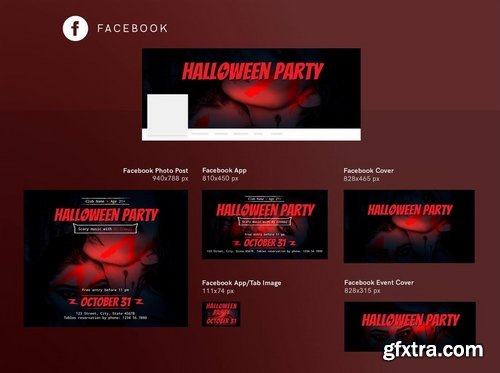 Halloween Party Banner Social Media Flyer and Poster Pack Template