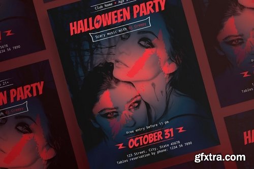 Halloween Party Banner Social Media Flyer and Poster Pack Template