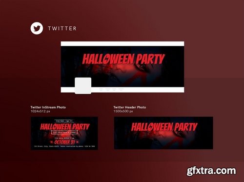 Halloween Party Banner Social Media Flyer and Poster Pack Template