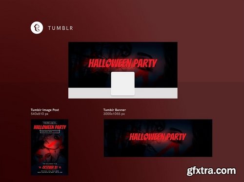 Halloween Party Banner Social Media Flyer and Poster Pack Template