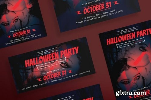 Halloween Party Banner Social Media Flyer and Poster Pack Template