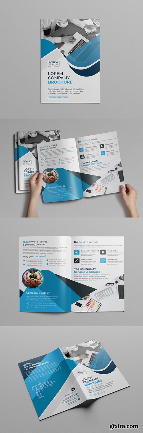 BiFold Brochure Layout with Blue Accents