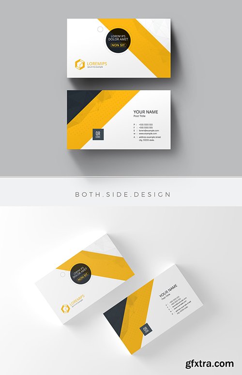 Business Card Layout with Yellow Accents