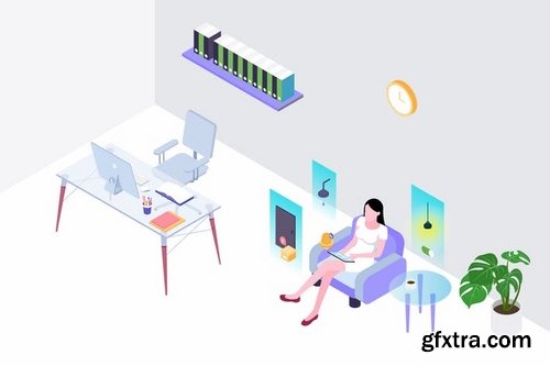 Smart Home Systems Isometric Illustration