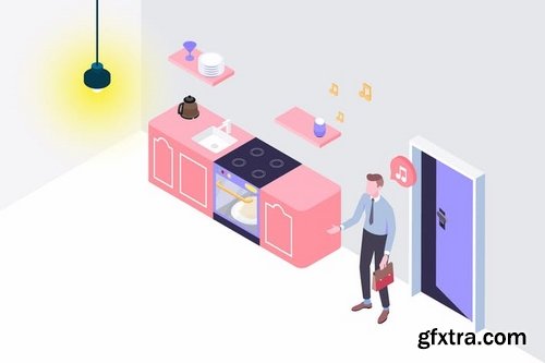 Smart Home Systems Isometric Illustration