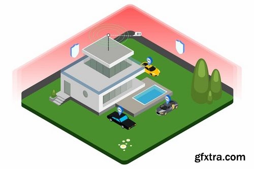 Smart Home Systems Isometric Illustration