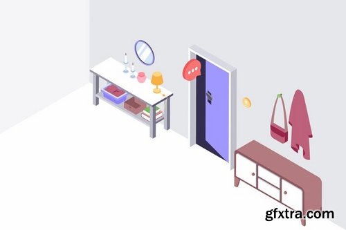 Smart Home Systems Isometric Illustration