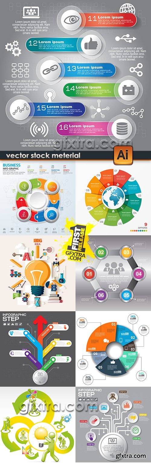 Business infographics elements modern collection 19