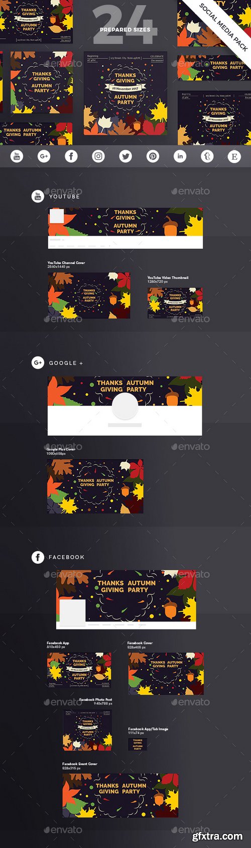 Graphicriver - Thanksgiving Party Social Media Pack 20652682