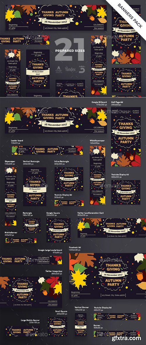 Graphicriver - Thanksgiving Party Banner Pack 20652672