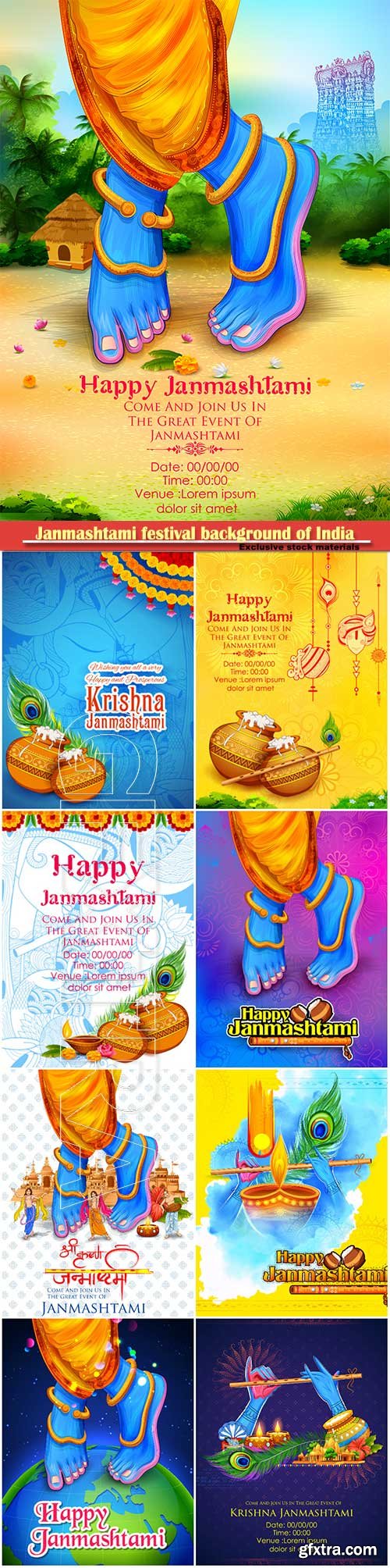 Illustration of dahi handi celebration in Happy Janmashtami festival background of India