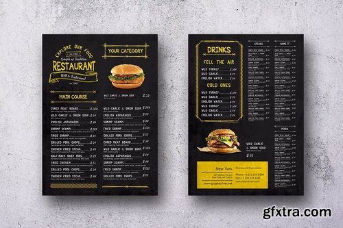 Vintage A4 & US Letter Single Page Menu Design