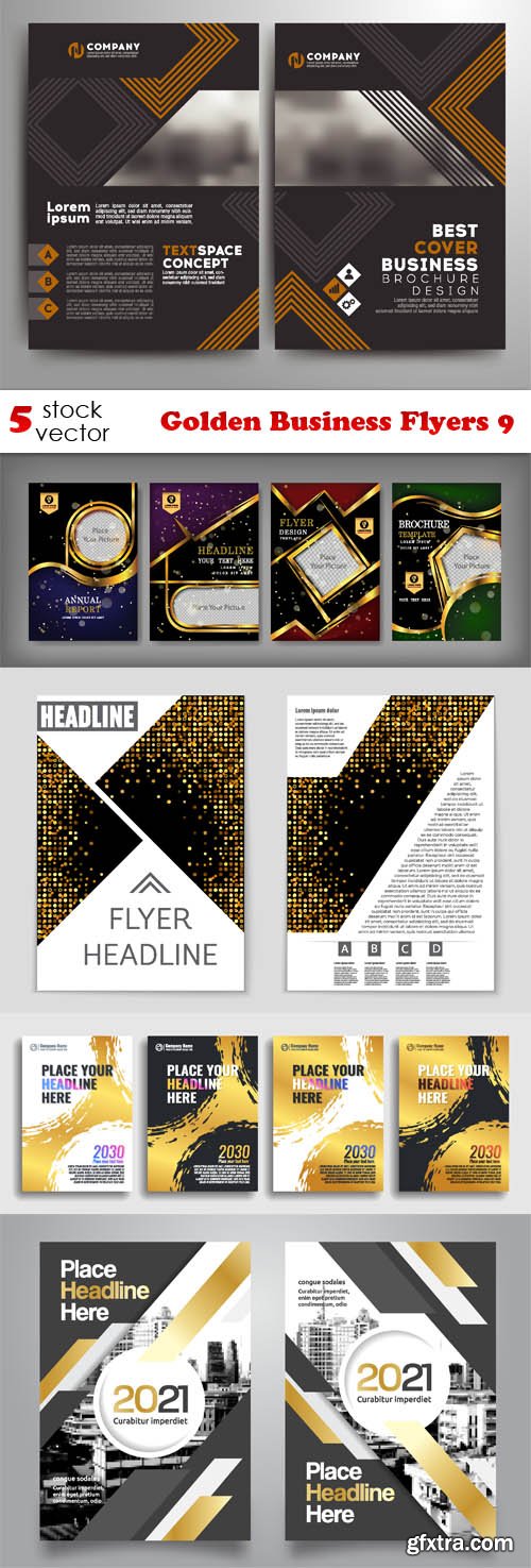 Vectors - Golden Business Flyers 9