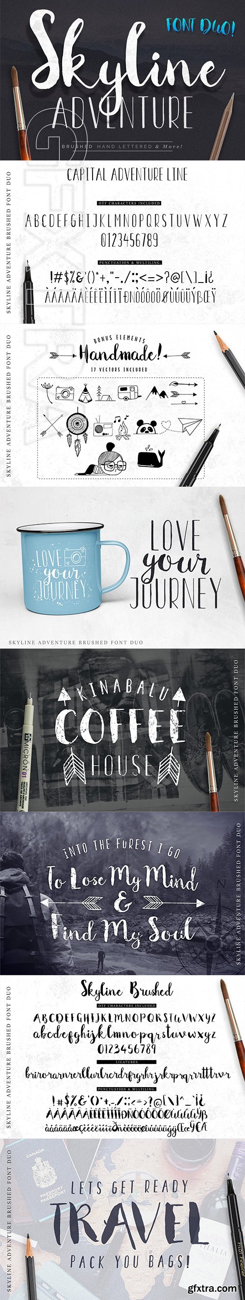 CreativeMarket - Font Duo Skyline Adventure Brushed 2903251