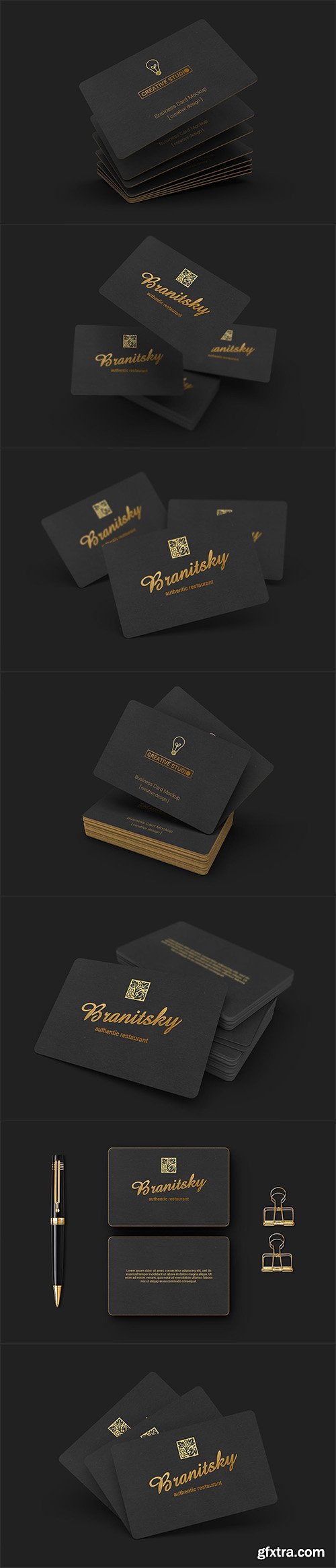 85x55 Black Business Card Mockups