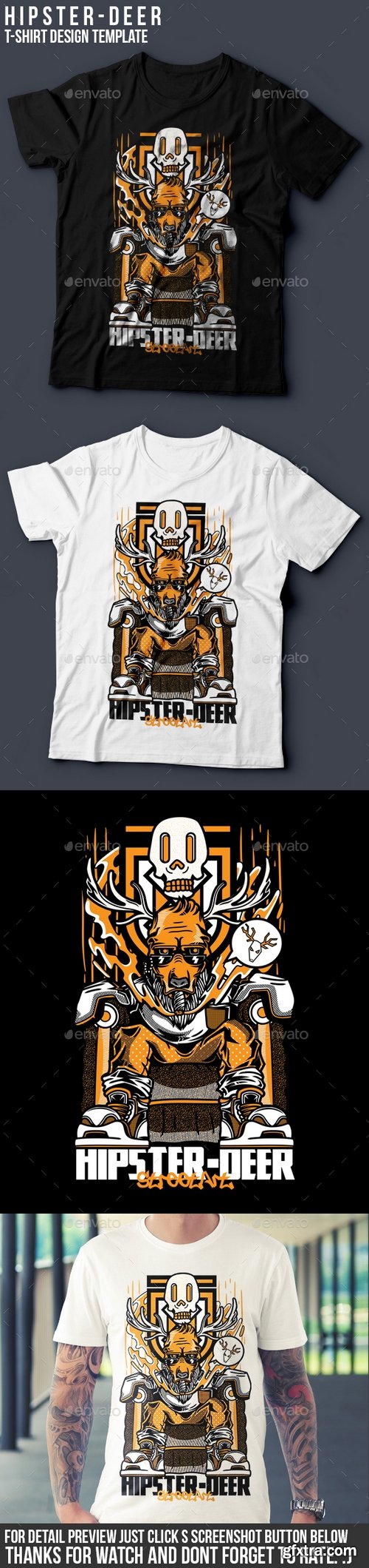 Graphicriver - Hipster-Deer T-Shirt Design 18075031