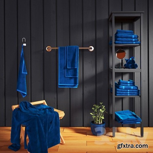 Bathroom Accessories: Bathrobe, Towels, Towel Roll, Interior plant