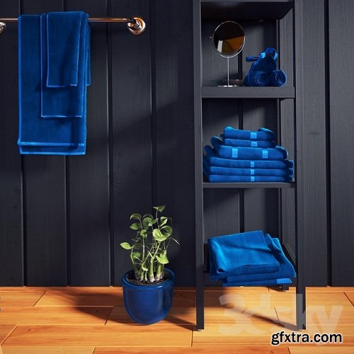 Bathroom Accessories: Bathrobe, Towels, Towel Roll, Interior plant