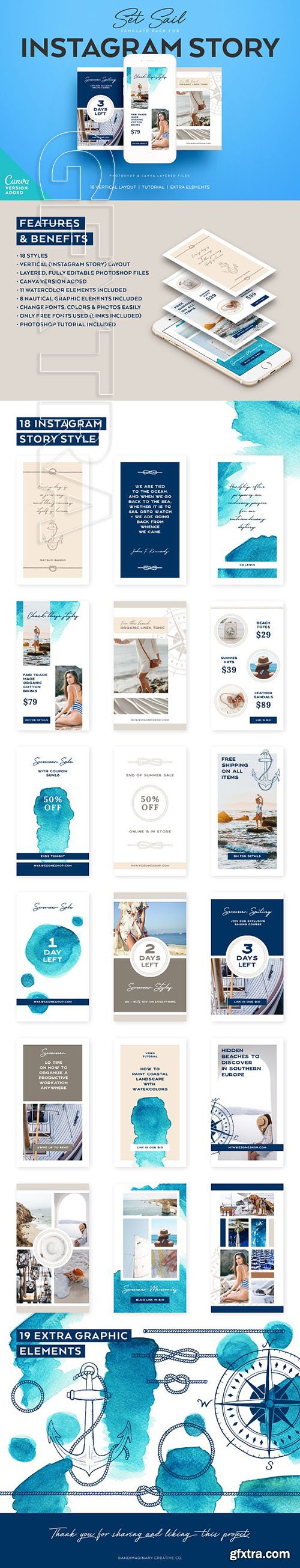 CreativeMarket - SET SAIL Instagram Story Templates 2832552