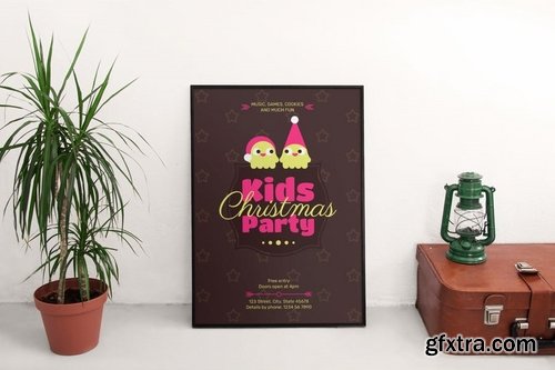 Kids Christmas Party Banner Pack Social Media Flyer and Poster Templates