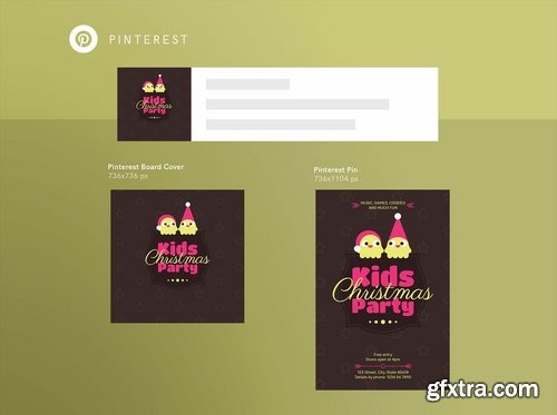 Kids Christmas Party Banner Pack Social Media Flyer and Poster Templates