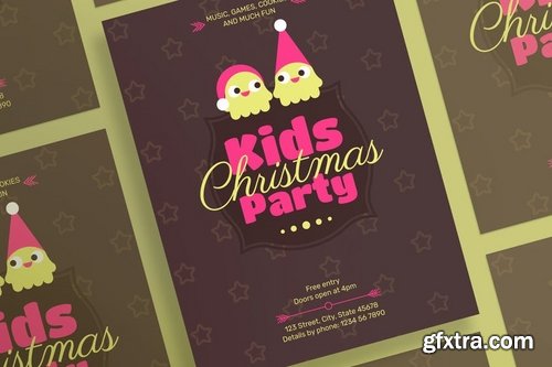 Kids Christmas Party Banner Pack Social Media Flyer and Poster Templates