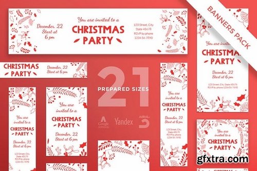 Christmas Party Banner Pack Social Media Templates