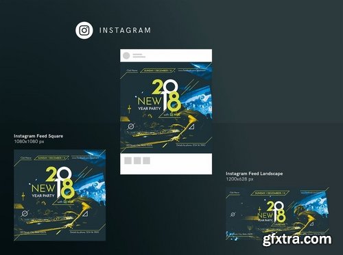 NewYear Party Social Media Banner Flyer and Poster Pack Template