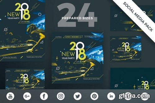 NewYear Party Social Media Banner Flyer and Poster Pack Template